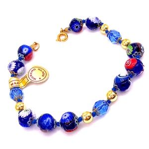 MURANO GLASS MADE IN ITALY Hand Made Mosaic Bracelet 7.5”